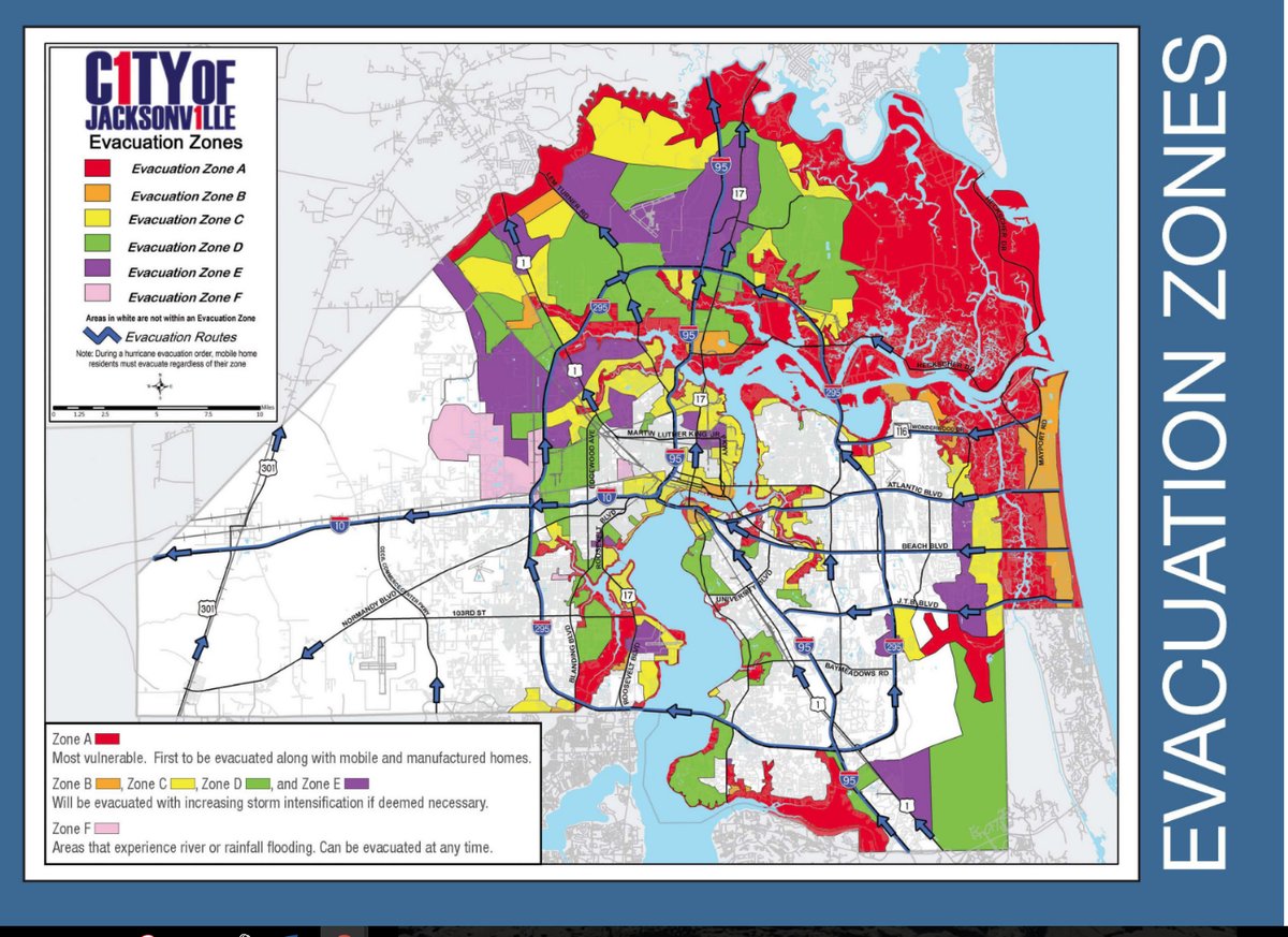 Jacksonville, FL evacuation map