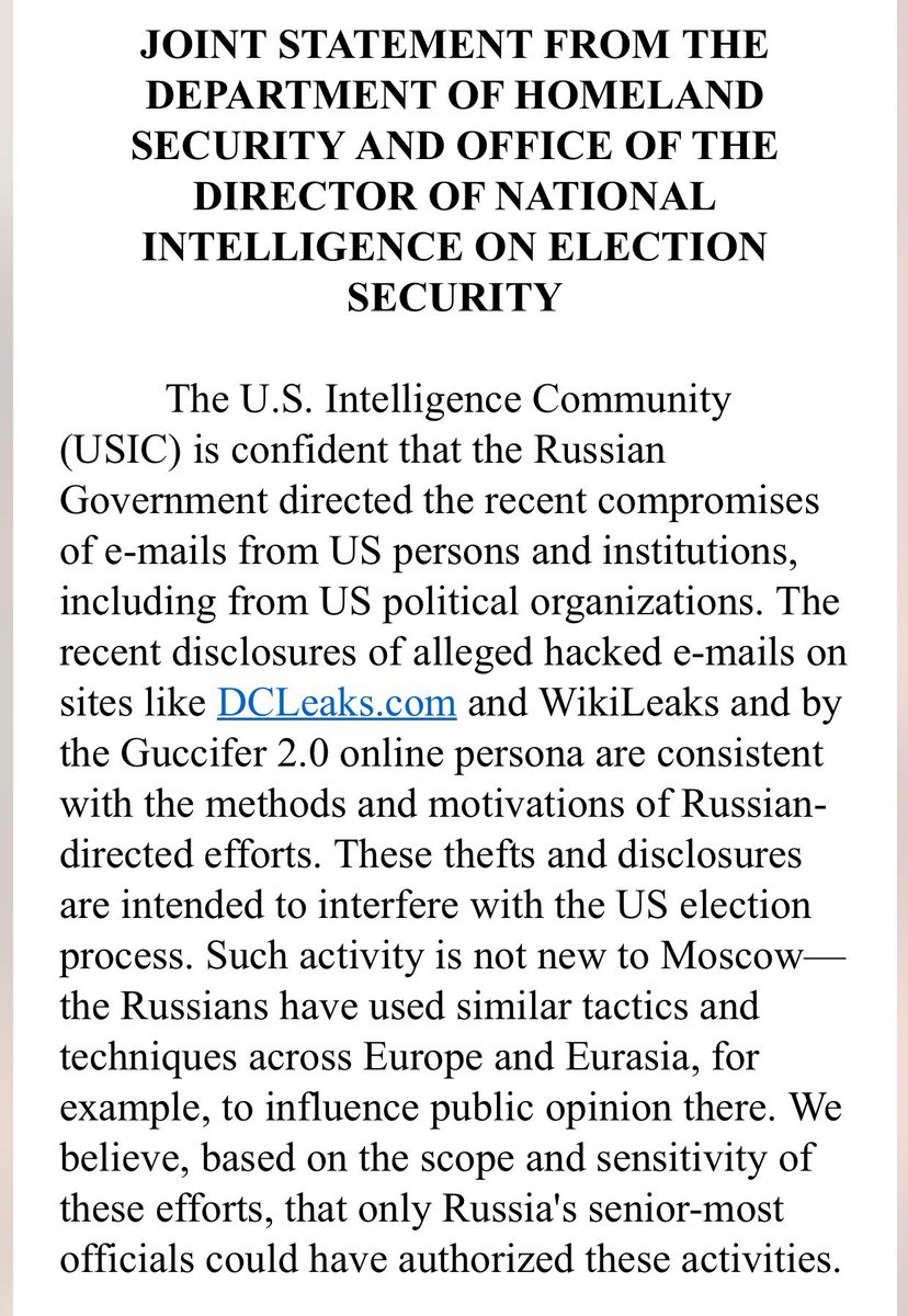 US blames Russia for election hacks, only Russia's senior-most officials could have authorized these activities  