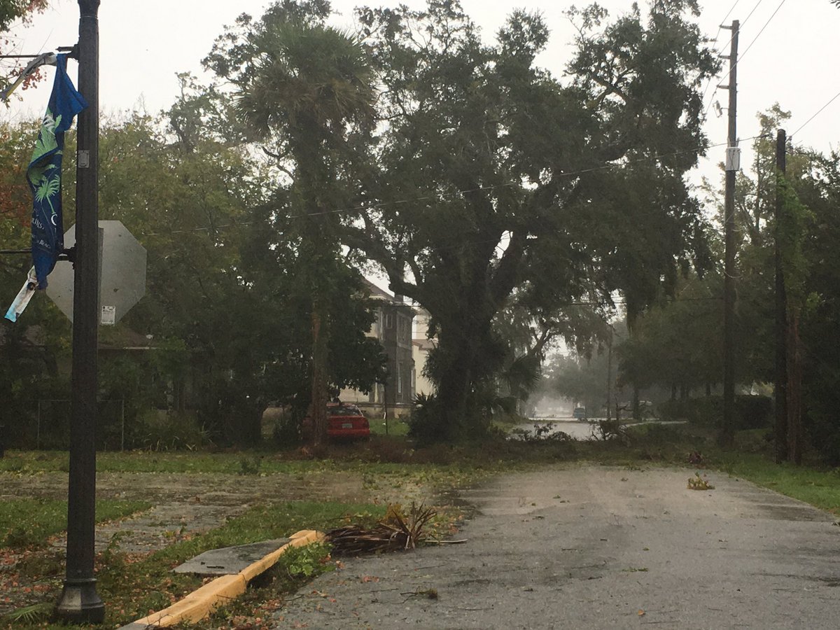 Hurricane Matthew hits the New Smyrna Beach in the coast of Florida