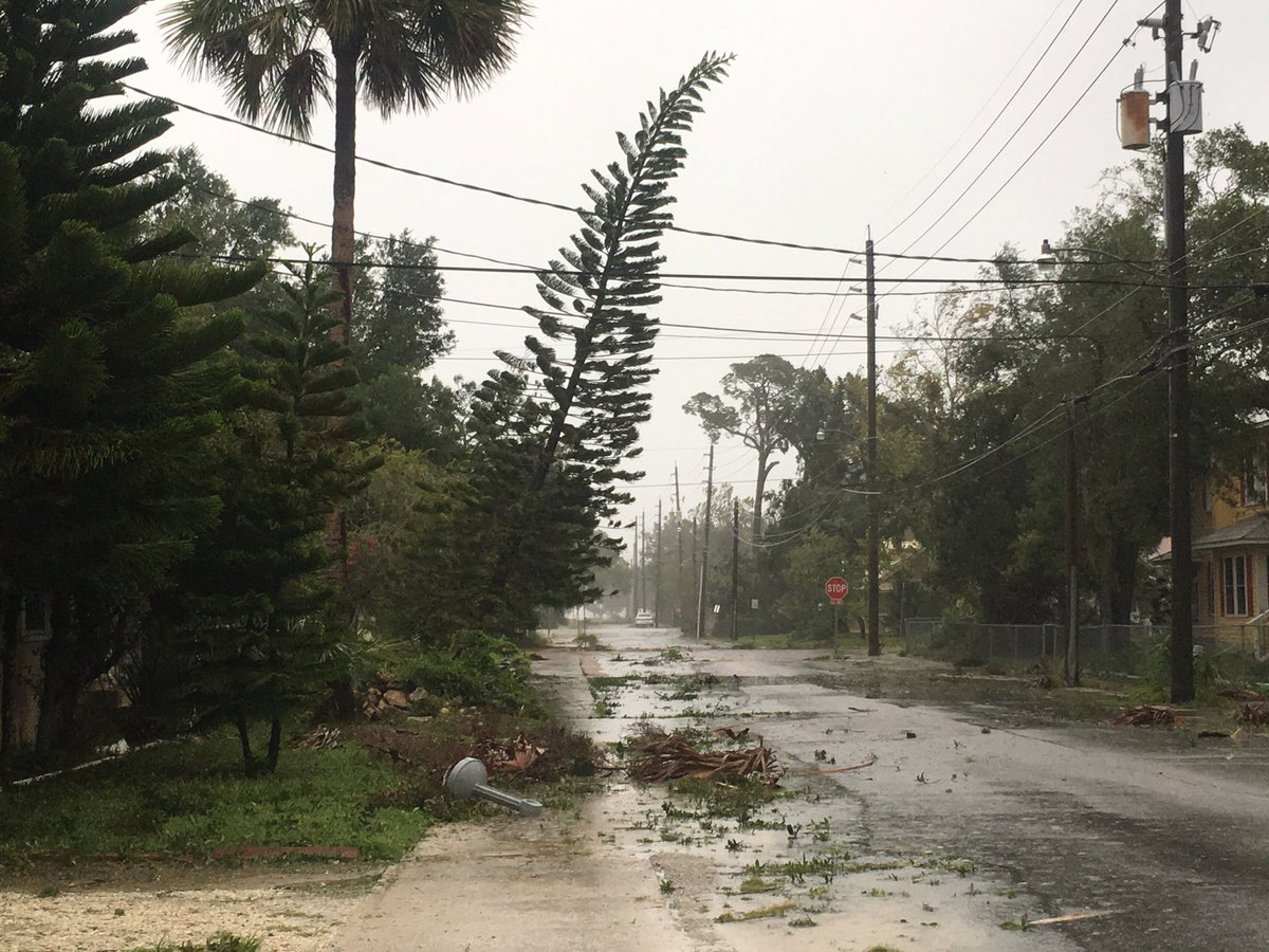 Hurricane Matthew hits the New Smyrna Beach in the coast of Florida