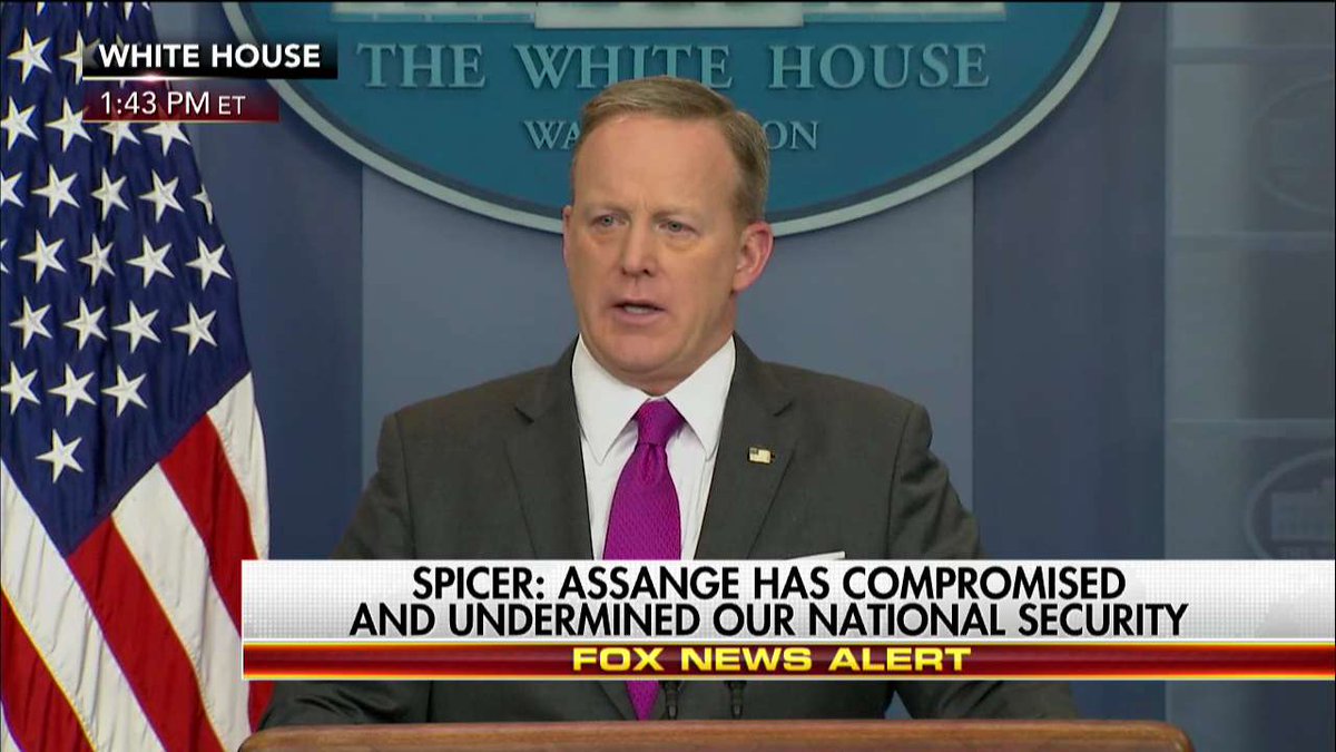 .@PressSec: Assange has compromised and undermined our national security.  