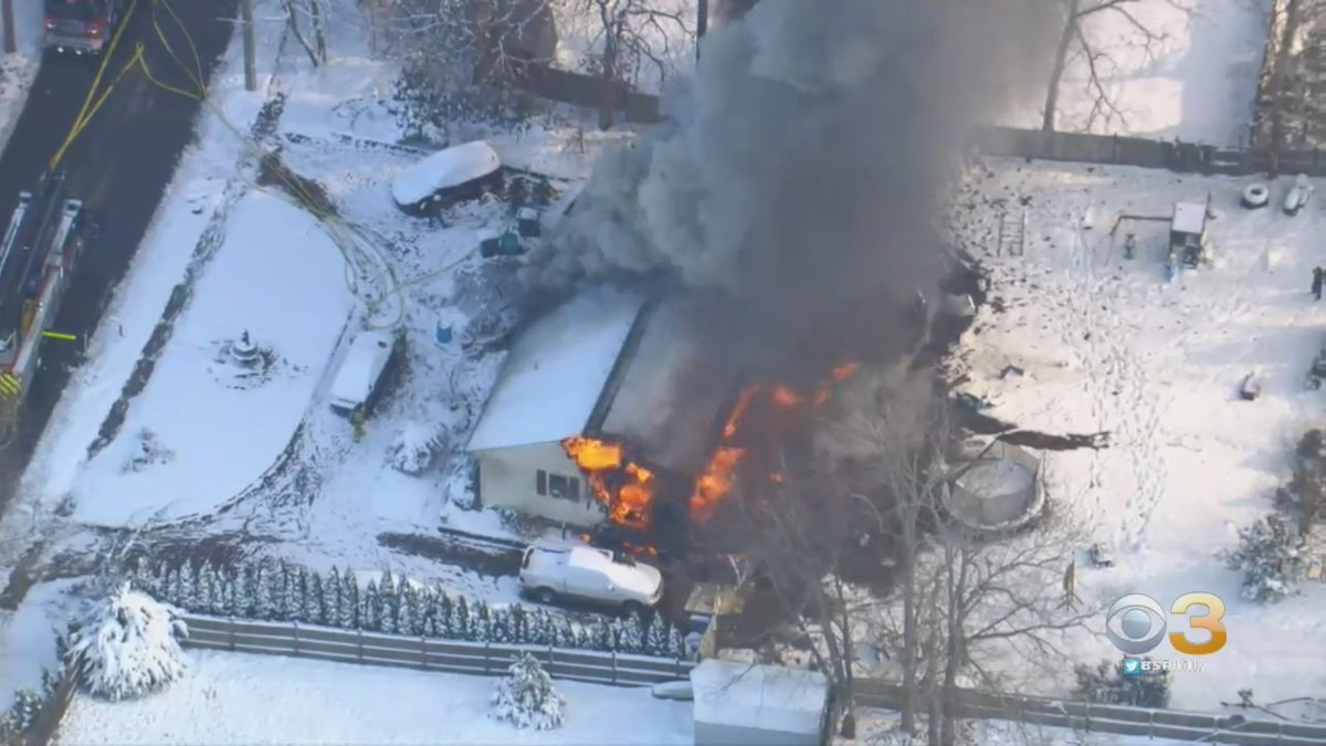 Flames engulfed the majority of a home in Ocean County, New Jersey on Tuesday.