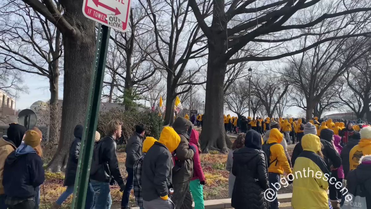 Large crowds making their way towards the National Mall for the annual March for Life, happening today in DC
