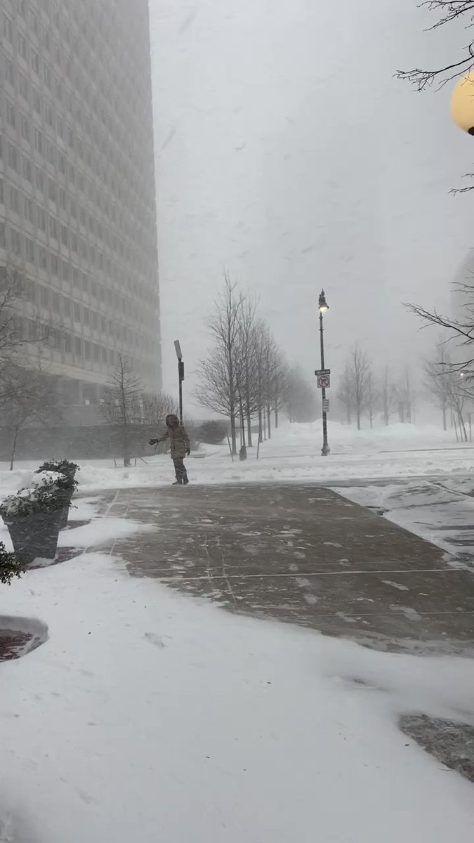 Outside the station in downtown Boston around 10:30am.    The wind is whipping, the snow is drifting, visibility is low and it is downright COLD