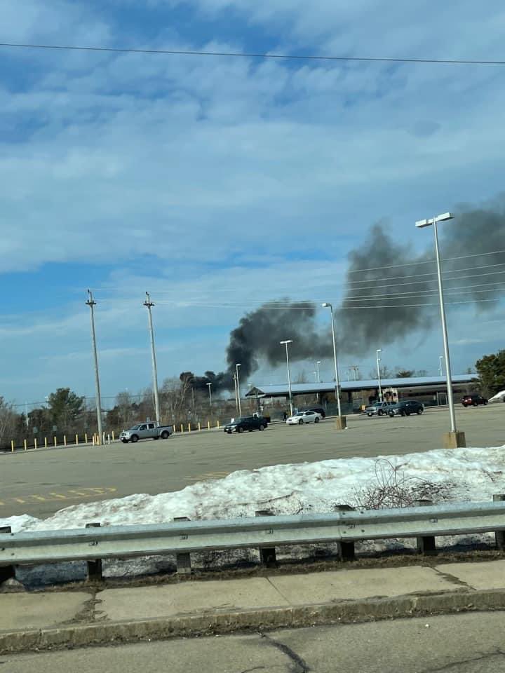 Solar panels reportedly on fire on a building on Perkins Way in Newburyport