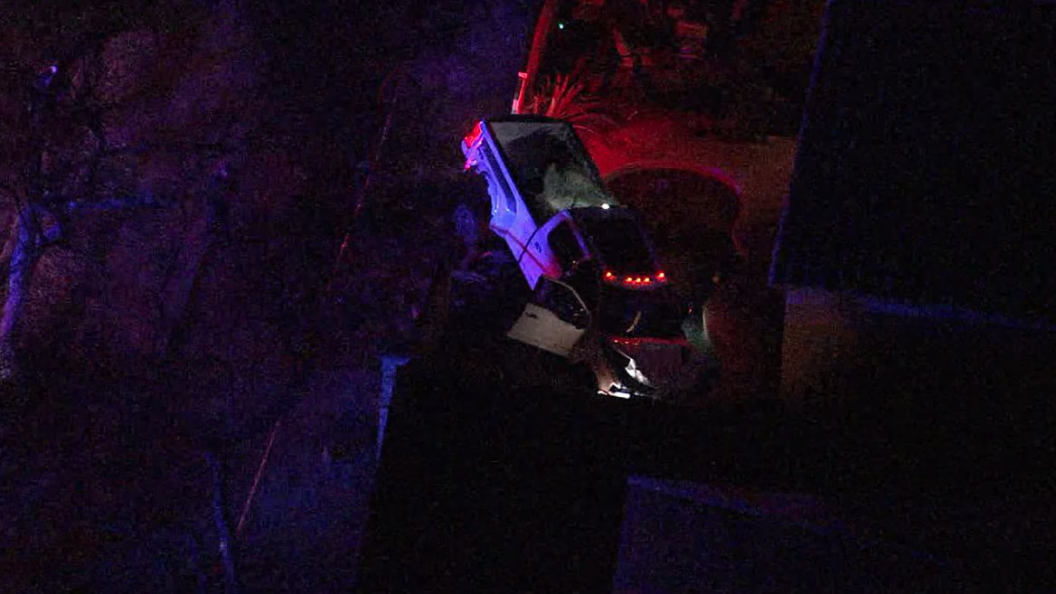 Police are investigating what led to a truck crashing into a backyard pool in Goodyear Monday night.