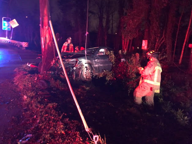 An Uber driver says he saw a group fighting at the Lindbergh Marta Station before they each got in their cars and started speeding down the highway. He saw one car crash into this power pole. 2 people taken to the hospital. 1,117 residents with o power