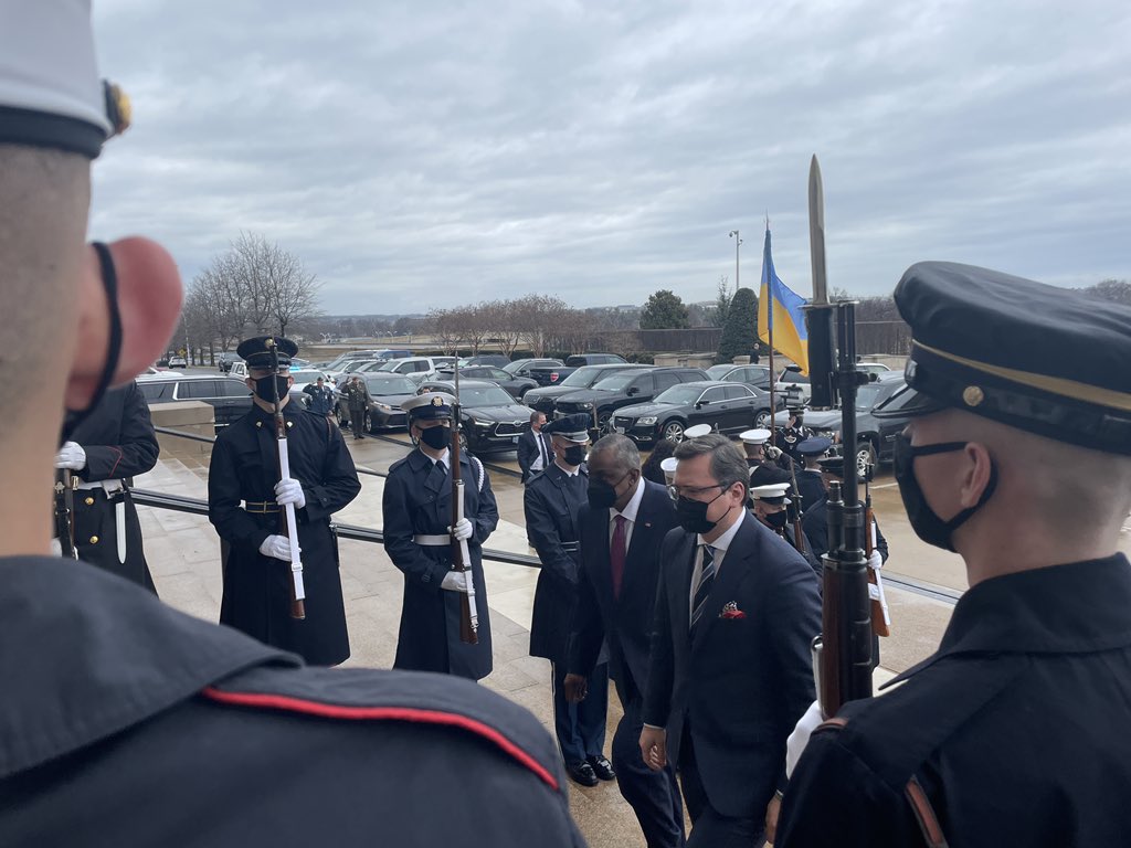 Ukrainian foreign minister Dmytro Kuleba has arrived at the Pentagon for a meeting with U.S. Defense Secretary Austin