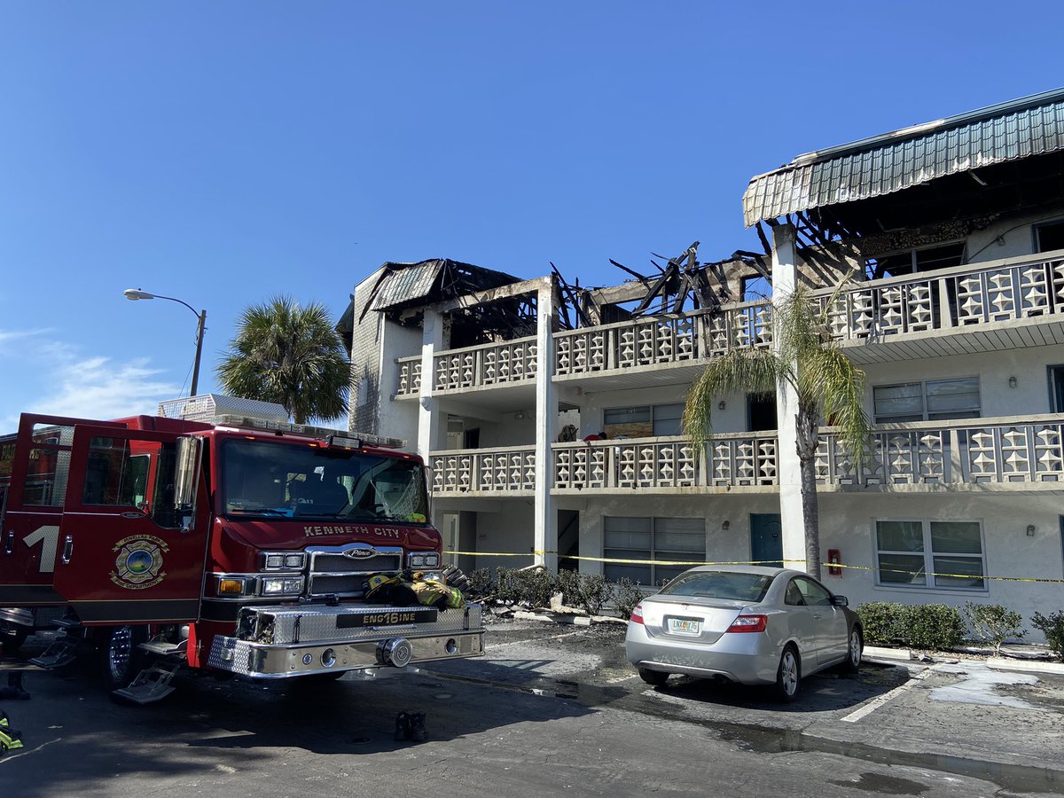 At least 20 units were damaged in one building of the Ashford Bayside Apartment homes in Kenneth City, according to Pinellas Park Fire.  Some displaced tenants are receiving care through Red Cross, some living with friends   No cause of fire yet, under investigation
