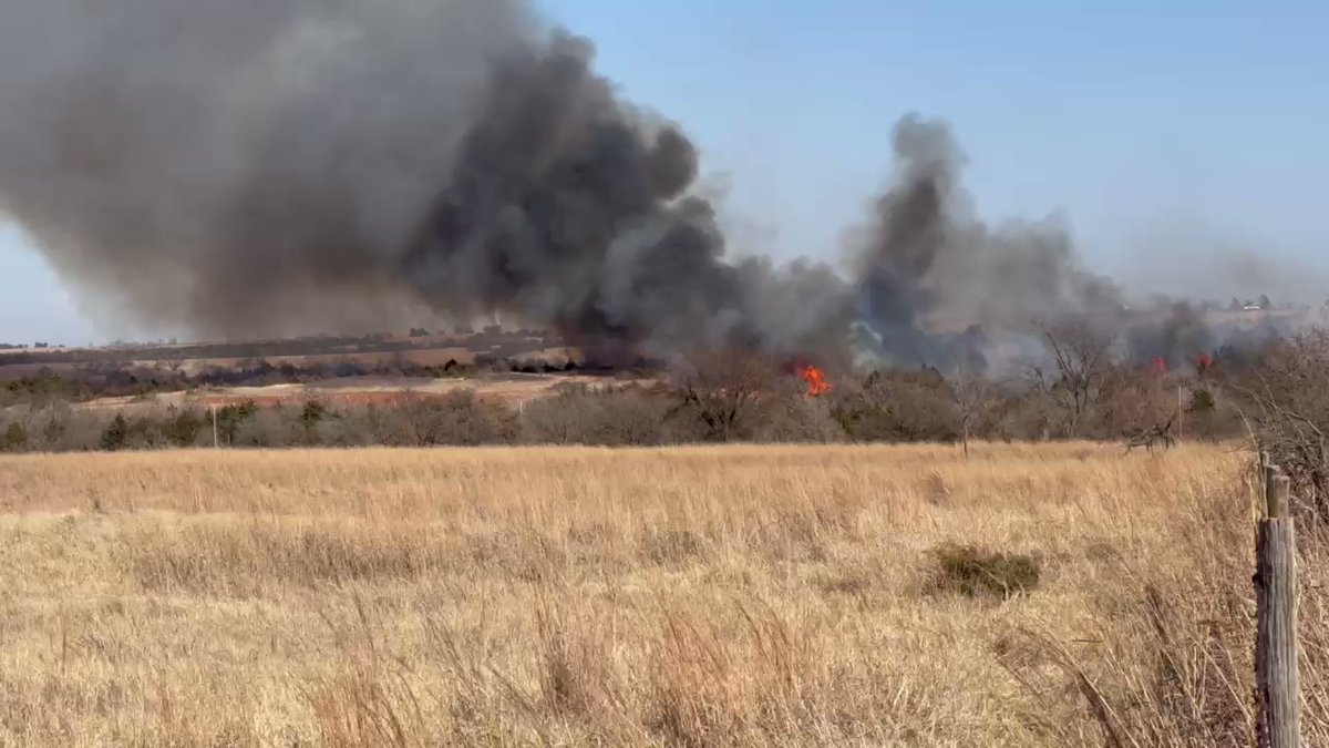 Large Grassfire on going near west of Mulhall, many local departments from Logan county on scene. Heavy smoke can be seen in the area.
