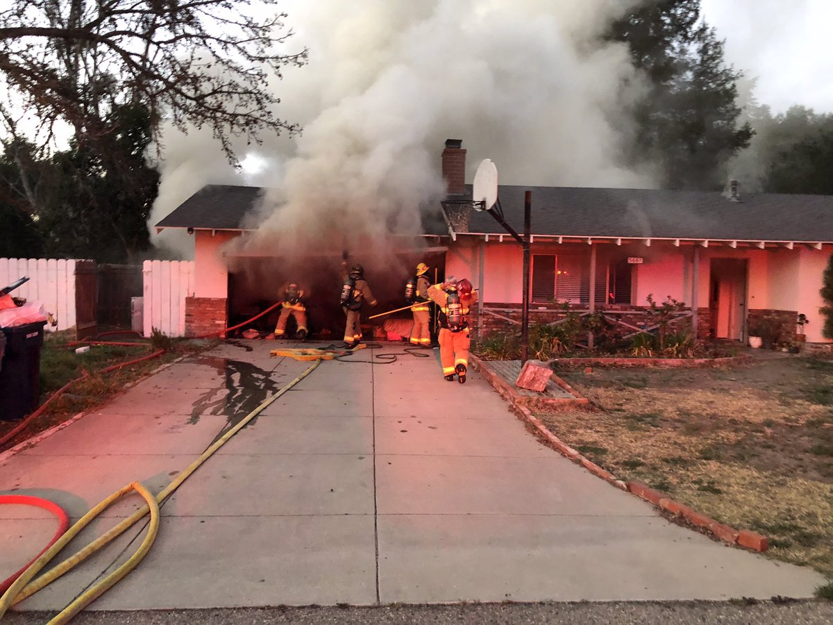 Structure Fire, 3600 Block of Olive St. SYV. SBC on scene of a Res S/F. Heavy fire in garage. No extension into house but heavy smoke damage to home. Fire knocked down. No injuries, 1 res. evac'd by neighbor. crews will remain on scene for overhaul and salvage. Under inv.C/T 1601