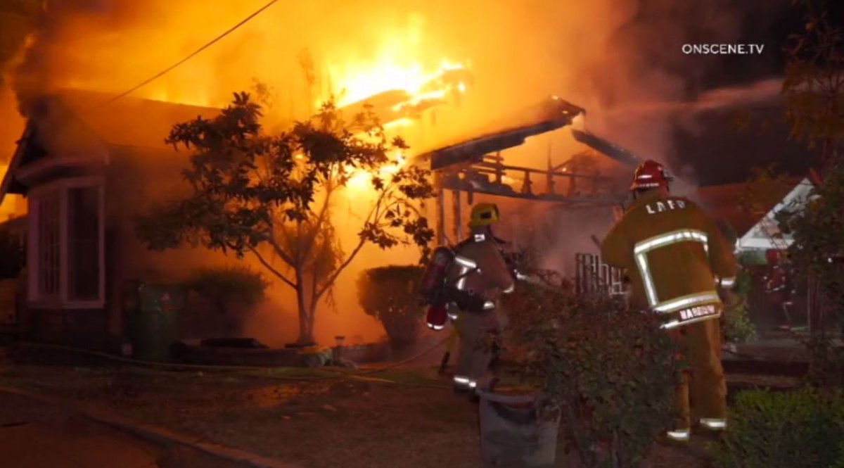 One person was found dead in a large fire which torched a home in Highland Park late last night