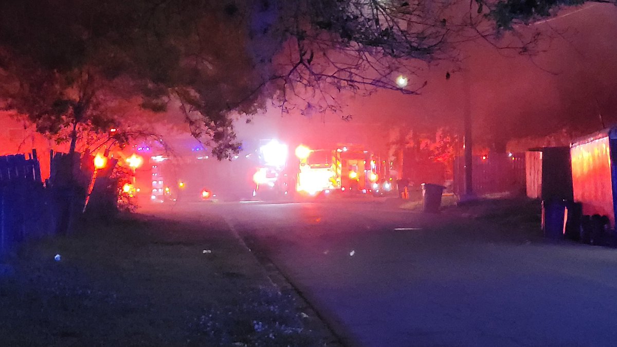 Scene of a reported house fire on Leonard Cir. near Moncrief. @JSOPIO & JFRD crews on scene