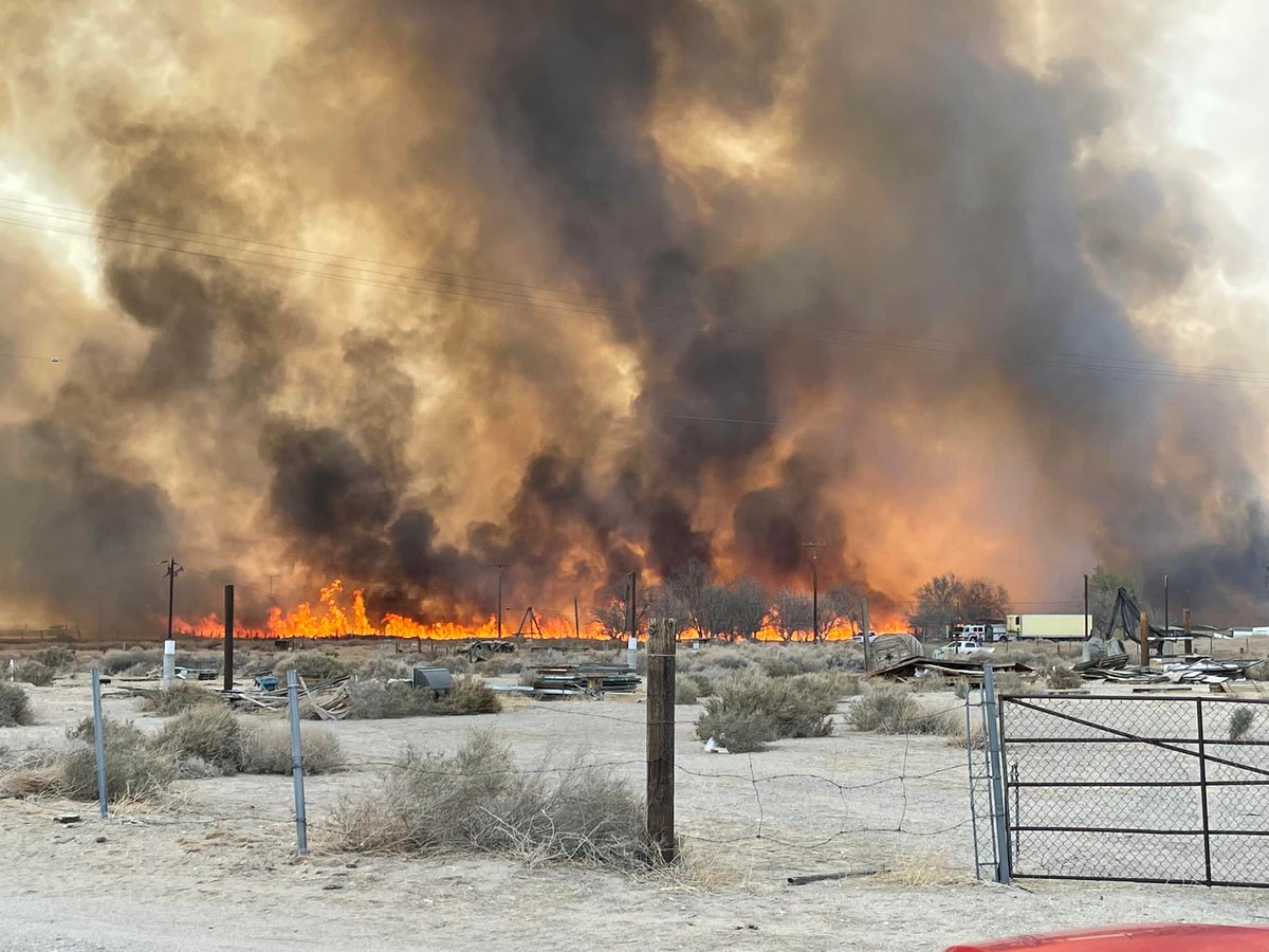 Crews are battling the HeritageFire burning in the Oro Grande area north of Victorville. Evacuation warnings are in place for some neighborhoods