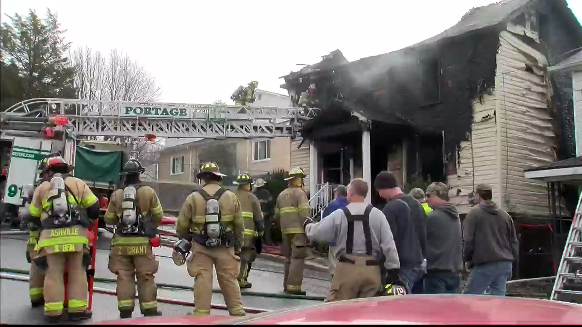 A house was destroyed in Portage Township due to a fire.  It happened around 10:30 this morning on the 400 block of Johnson Avenue.  No injuries have been reported.