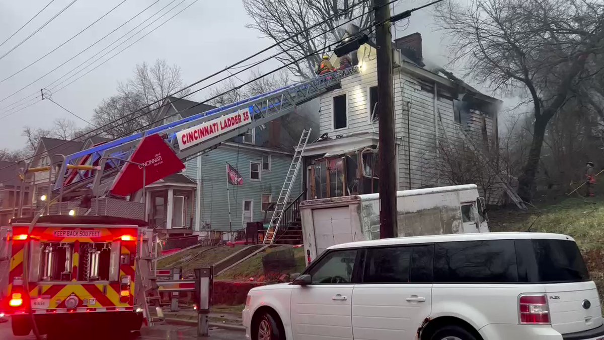 Cincinnati Fire responding to a home on fire in North Fairmount. Chief Washington tells it's unlikely anyone was inside