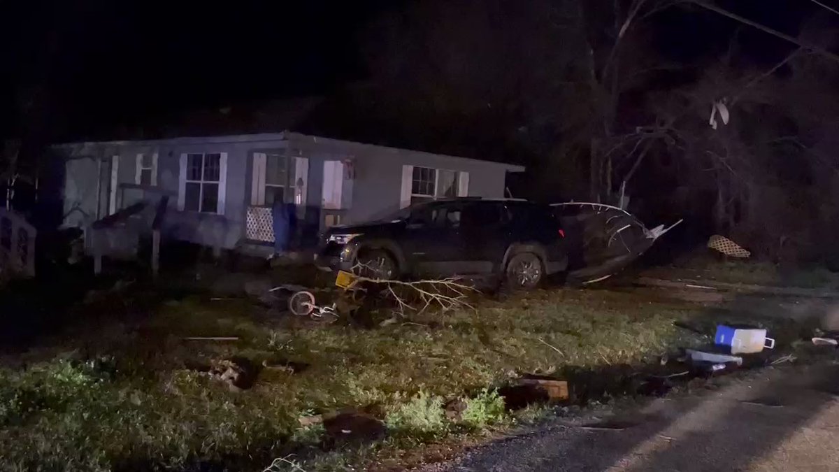 A tornado rips through Madisonville. The police chief says pretty much all 4,400 residents are without power. We're seeing downed power lines and destroyed structures, but fortunately no injuries reported. Officials working through the night to asses damages & check on residents