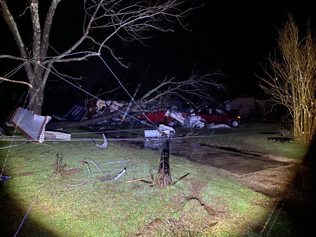 New pictures from @MattKHOU in Crockett showing the damage from last night's tornado.