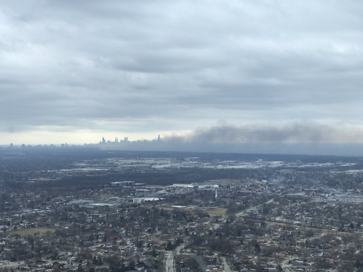 The wind is heavy so the smoke trail goes all of the way from 3000 W (Sacramento)