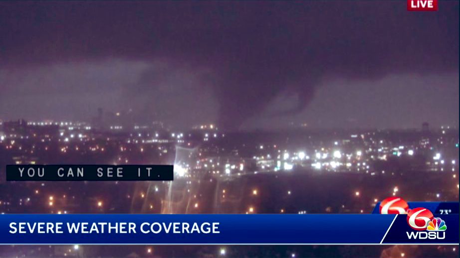 Confirmed tornado moving through New Orleans, Louisiana        Emergency crews are responding to several reports of damaged buildings. There is no word on injuries at this time, as this a developing situation.