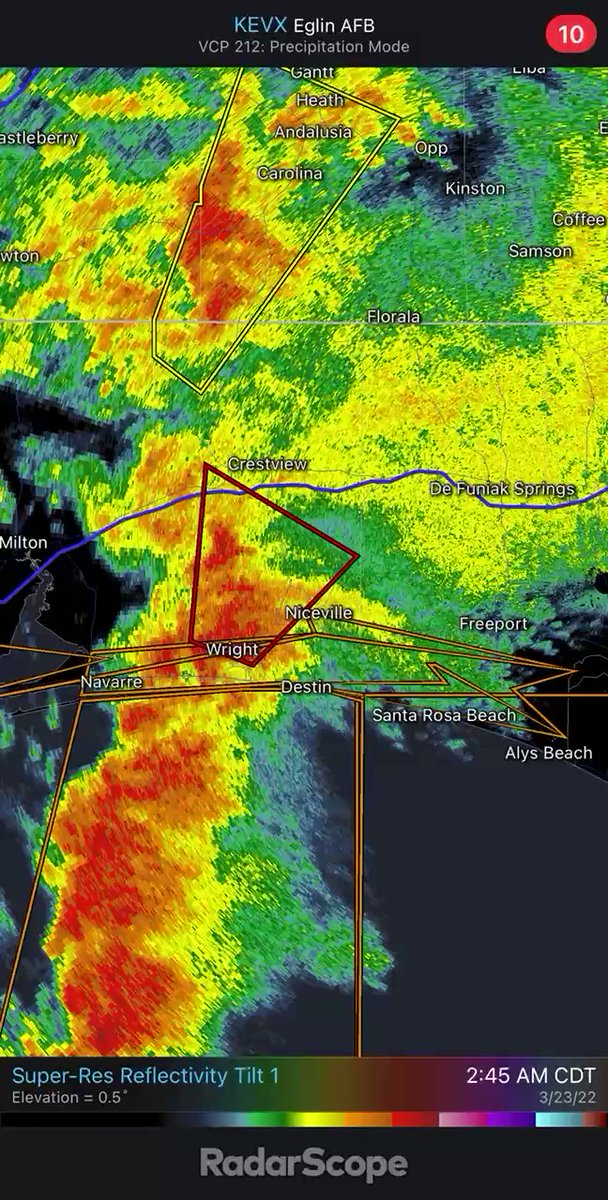 Tornado warning in Okaloosa County that includes Wright. Take shelter if you are in the warning polygon