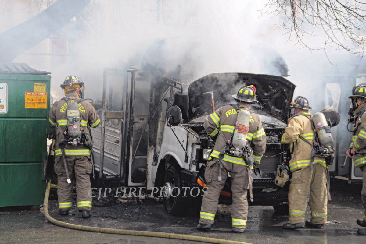 Providence Engine 11 & Ladder 5 work a bus fire at the West End Rec Center at 109 Bucklin St. Special signal Engine 8 to establish a water supply