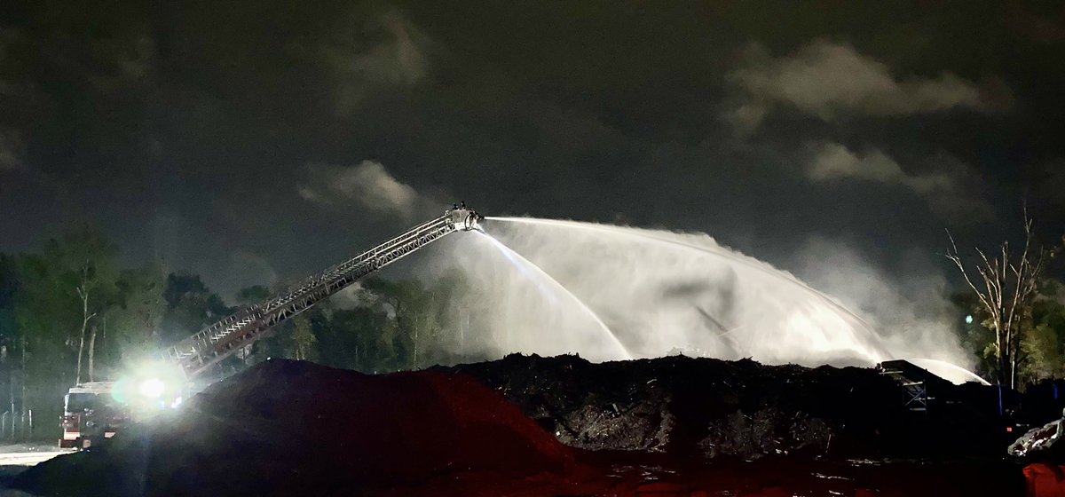 It's Thursday morning. Savannah Fire & recycling company excavation crews have been moving and  spraying the smoldering Louisville Rd. wood chip fire nonstop since it reignited Tuesday afternoon. Our aggressive attack goal is to get to the bottom of the pile today