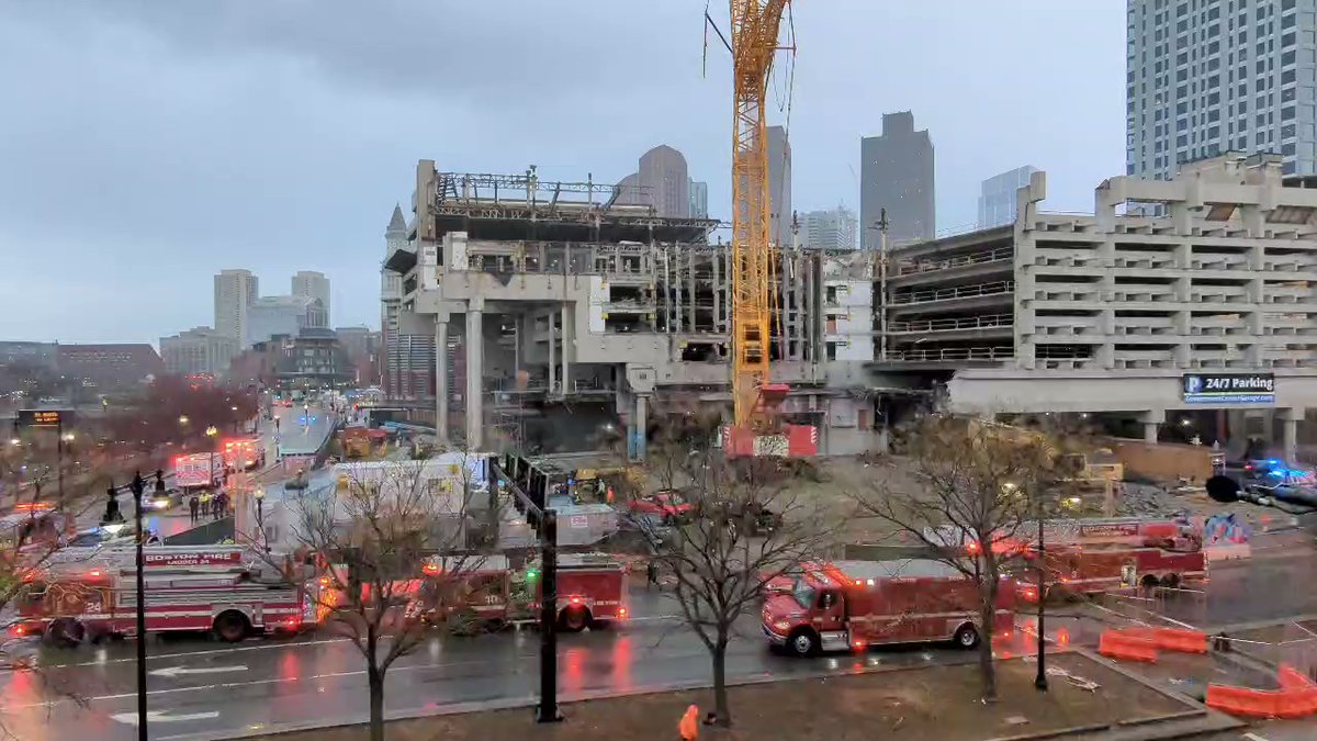 Part of the crane at government center garage collapsed.
