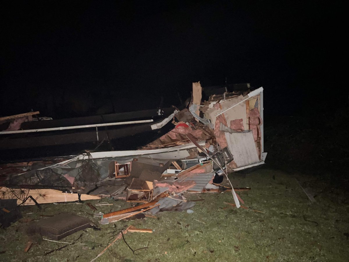 Nanafalia in Marengo County multiple mobile homes destroyed alonmg with 50 plus trees down that had AL Highway 10 blocked report and photos from Terry Kiker