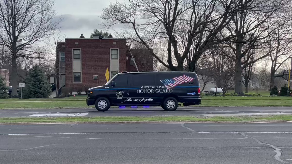 Allentown, Altoona, NYPD just arriving now at Saint Michael's the Archangel church in Levittown, Bucks Co @NBCPhiladelphia A large American flag is hanging over the Parkway