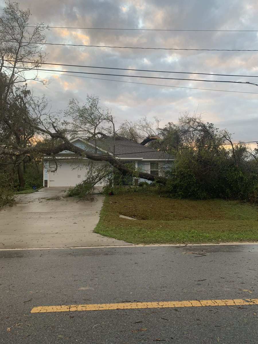 Trees are down on North 14th Avenue in Milton. One neighbor says they've been without power since 1 a.m.