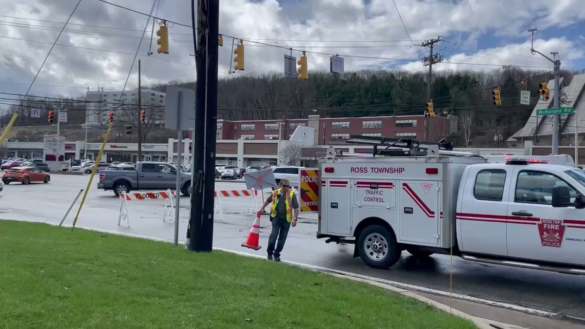 A portion of McKnight Rd is shut down due to a transformer fire and wires down.  The road is closed between a Ross Park Mall entrance and Patrick Place.   Traffic backed up and rerouted