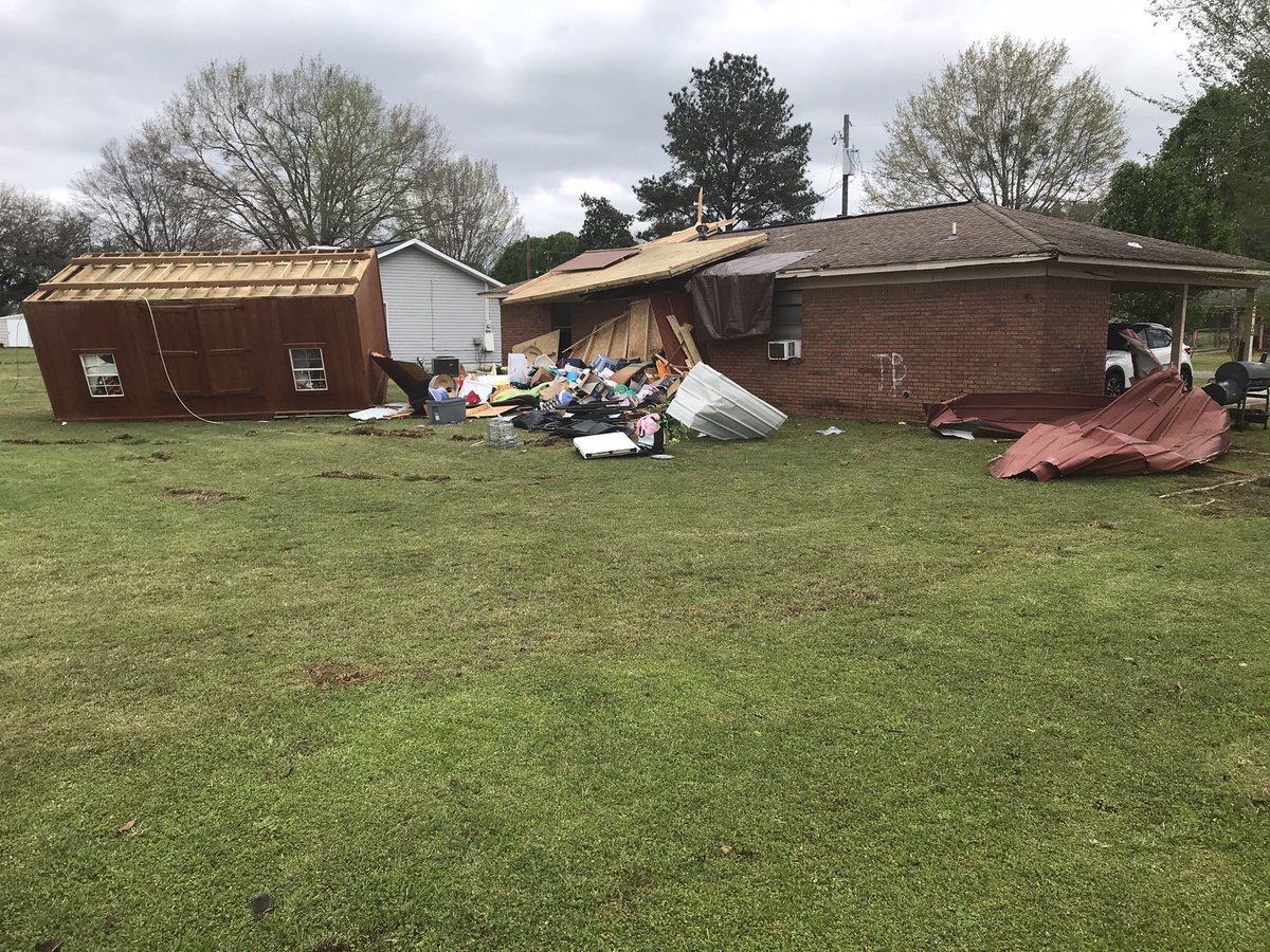 MOUNDVILLE STORM DAMAGE: Some homes on Rockwood Drive sustained damages.  The Highway 69 South Flea Market was also damaged.  No injuries