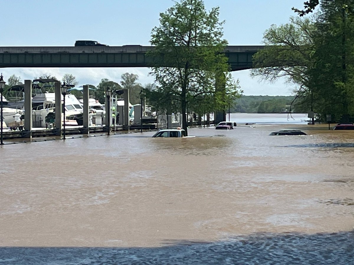 Flooding along the Savannah River has made for scary scenes like this at the 5th Street Marina in Augusta. A River Flood Warning is in effect.
