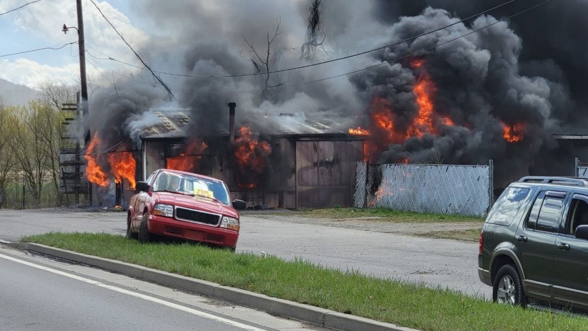 One person suffered burns and was airlifted from the scene of a  fire at Moe's Garage on Highway 119 in Pineville this afternoon, according to Bell County Emergency Dispatch.  The fire is now out other than some hot spots.  Details at   Photo:  WRIL