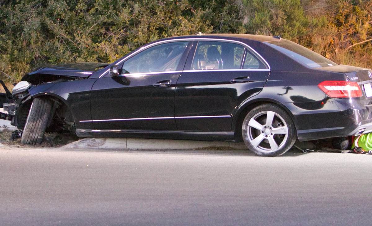 After this Mercedes Benz plowed into a power pole at Las Positas Rd. and Cliff Dr. in Santa Barbara around 7 p.m. Tuesday,  police say the driver was gone from the scene before they arrived.They were checking Cottage hospital and a home address. The crash broke the axle