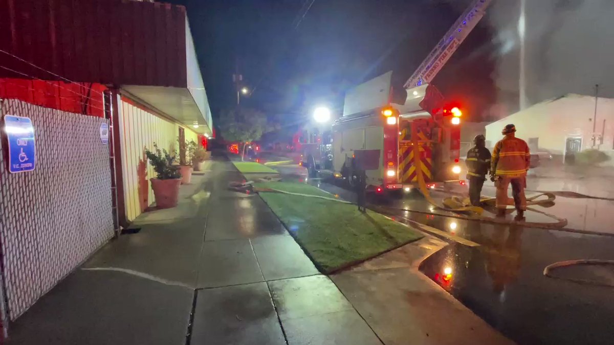 A massive response to a commercial building fire in east central Fresno, near Maple and Pine. Avoid this area, lots of roads blocked off as crews battle the fire