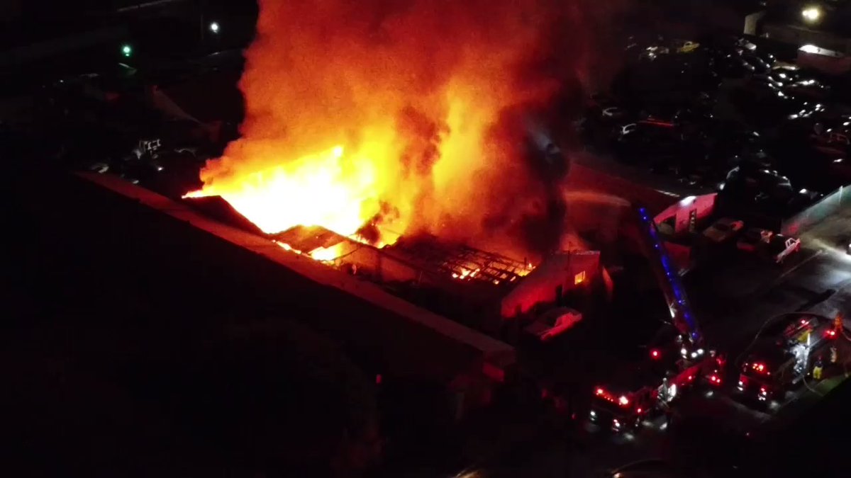 Massive commercial fire seen from several highways in southeast Fresno