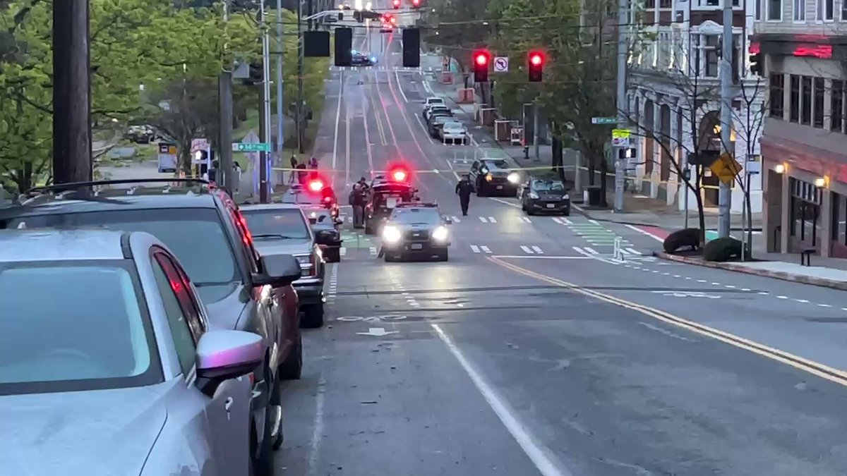 Scene at 14th and Yesler. It is still not clear who fired shots first, what led up to the officer-involved shooting, who may have been shot or any conditions.