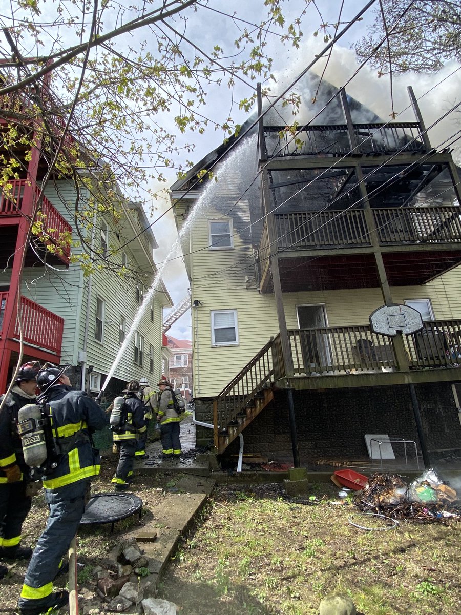 Boston Fire Dept.:All companies are ordered off the 3rd floor rear porches as the fire has burned thru