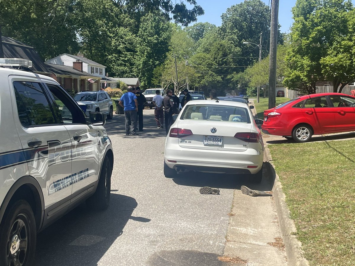 Had just show up to a neighborhood in Newport News where a woman was found dead. Shortly after, a man showed up and then the police did. Now the man is being taken into custody