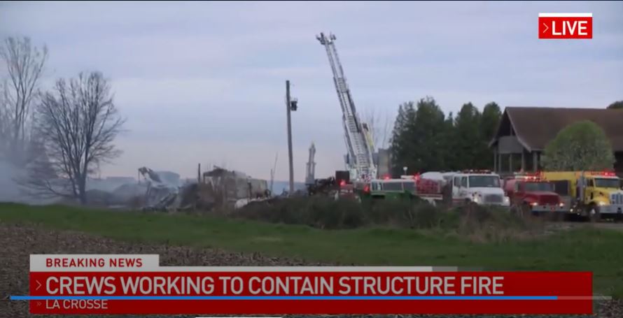 Crews are on the scene after a fire destroyed a pole barn this morning in SW LaPorte Co. near LaCrosse.