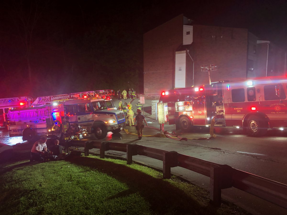 Residents of this apartment building in Aliquippa are evacuated right now because of a fire.