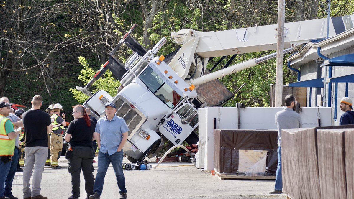 Accident - Crane leaning on a building in the 1100 block of Rt8, William Flynn Hwy