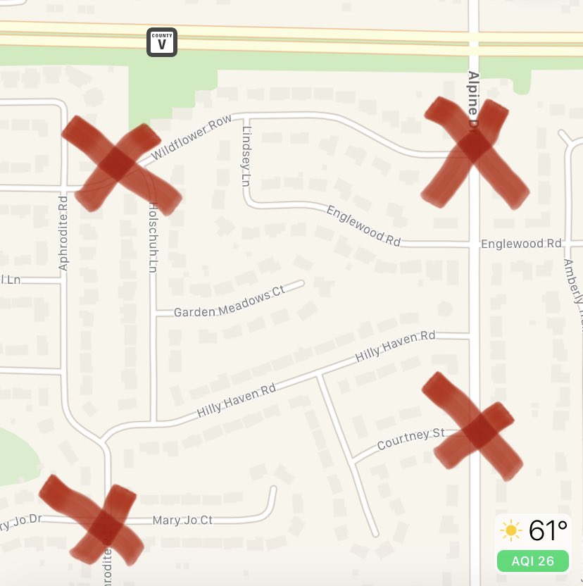 Green Bay firefighters ask the public to avoid the area of Hilly Haven Road and Alpine Drive; emergency crews are on the scene of a gas leak