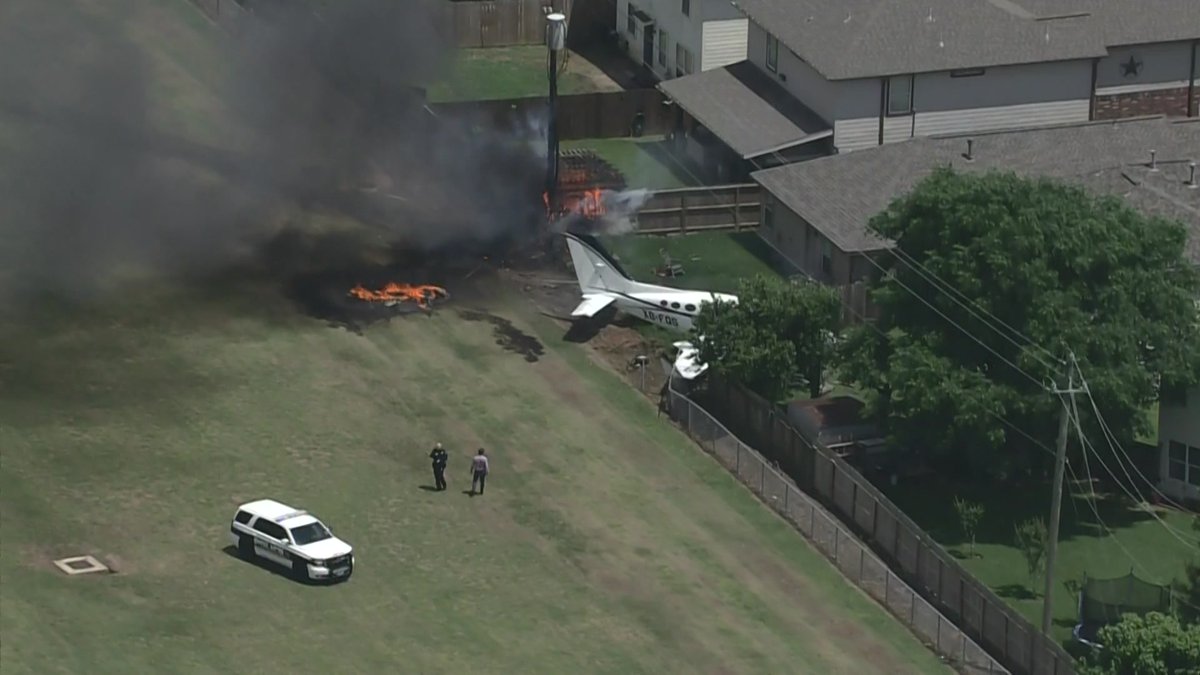 Images of the plane crash near Hobby Airport.