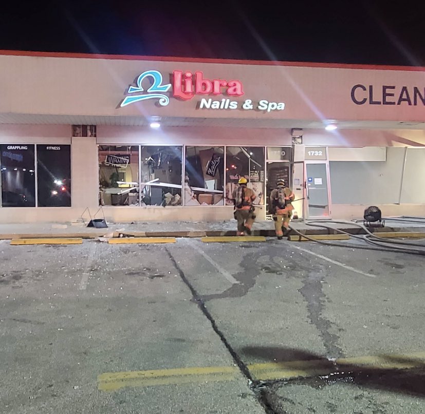 Windsor Mill Nail Salon Fire: - At least 7 injured after a fire at Libra Nails & Spa in Windsor Mill, Maryland - Police say a man known to the salon started the fire - 4 police offers and 2 EMS workers amongst injured - Fire is now extinguished