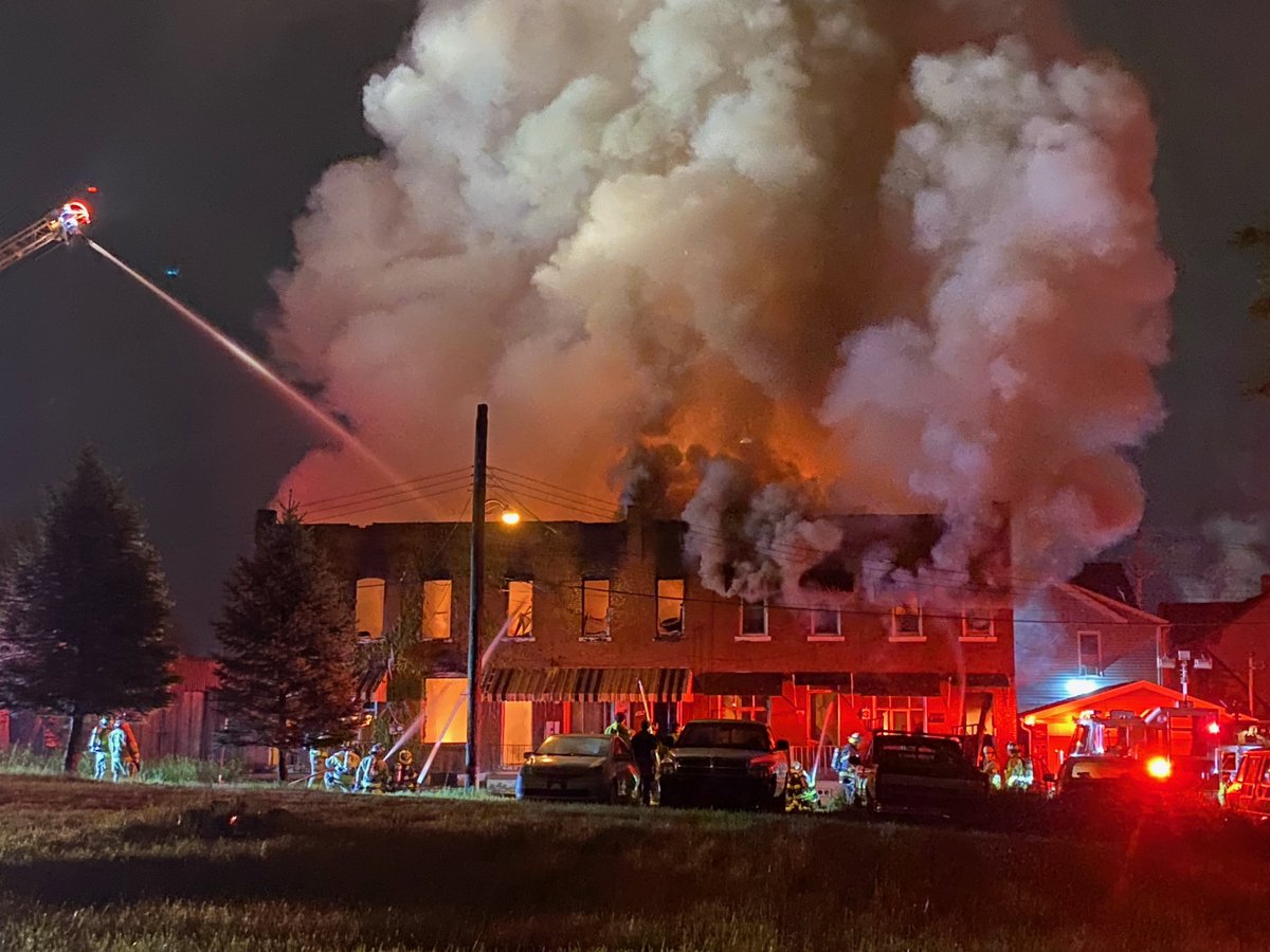 Huge fire at row houses in Braddock.