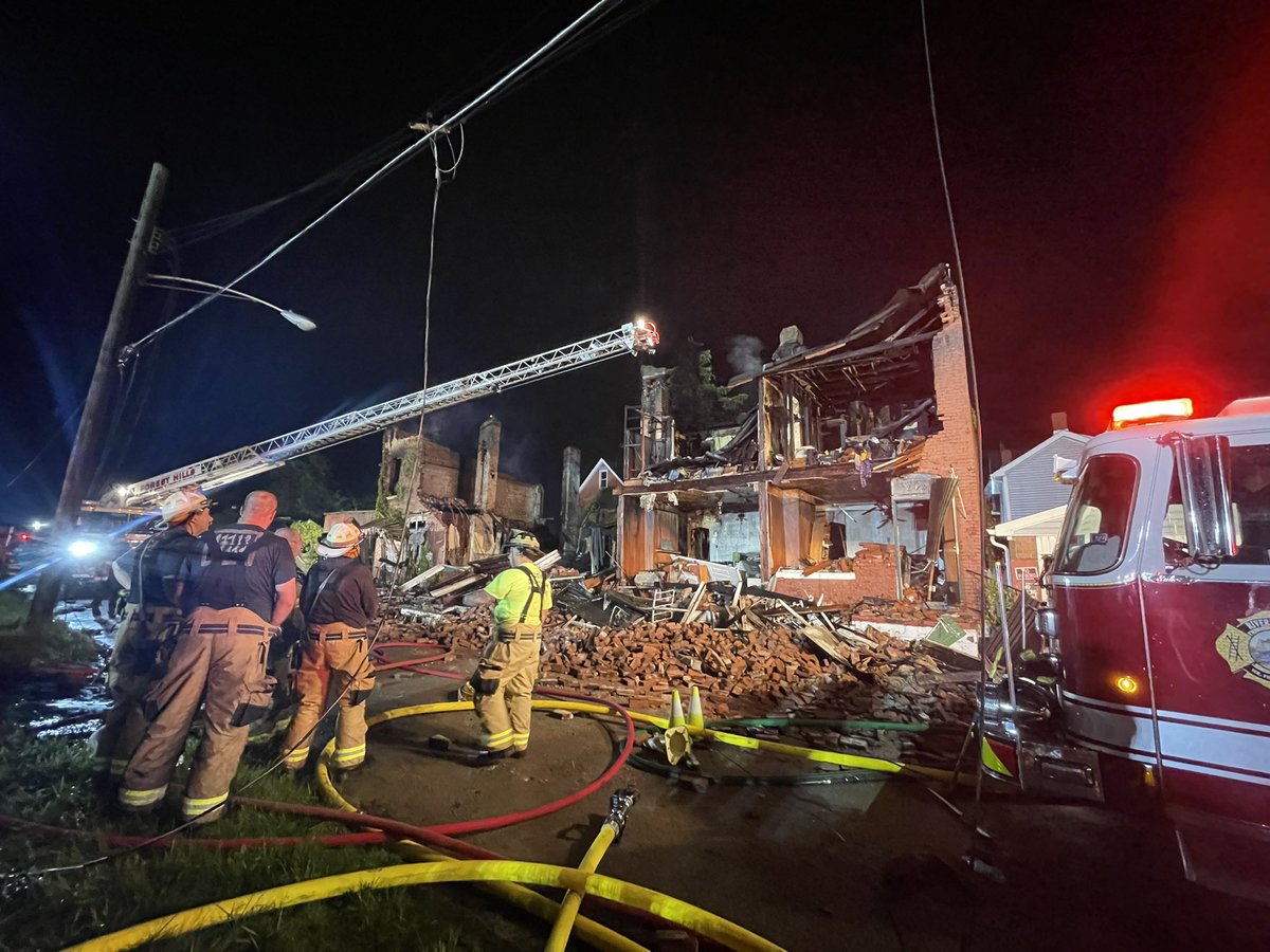 A deputy fire chief said this was a 4-alarm fire. At least 18 fire departments responded to the scene. No injuries were reported. Firefighters believe the homes were unoccupied