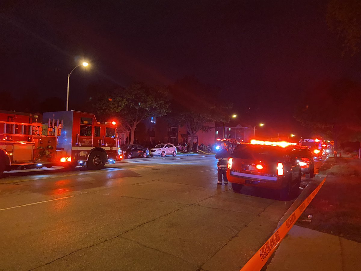 Scene of what appears to be an apartment fire on the 5300 block of N. Teutonia in Milwaukee. The road is blocked off starting at the W. Villard intersection. currently see flames. There are several emergency response vehicles